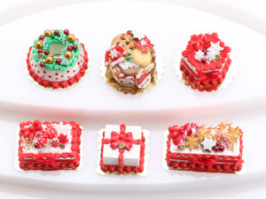 Wrapped Christmas Gift Cake - 12th Scale Dollhouse Miniature Food