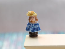 Load image into Gallery viewer, Miniature Decorative Bust of Lady in Blue Shawl / Yellow Hat - Dollhouse Miniature