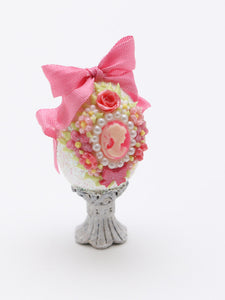 Decorative Cameo Easter Egg in Choice of Four Colours - Handmade Miniature