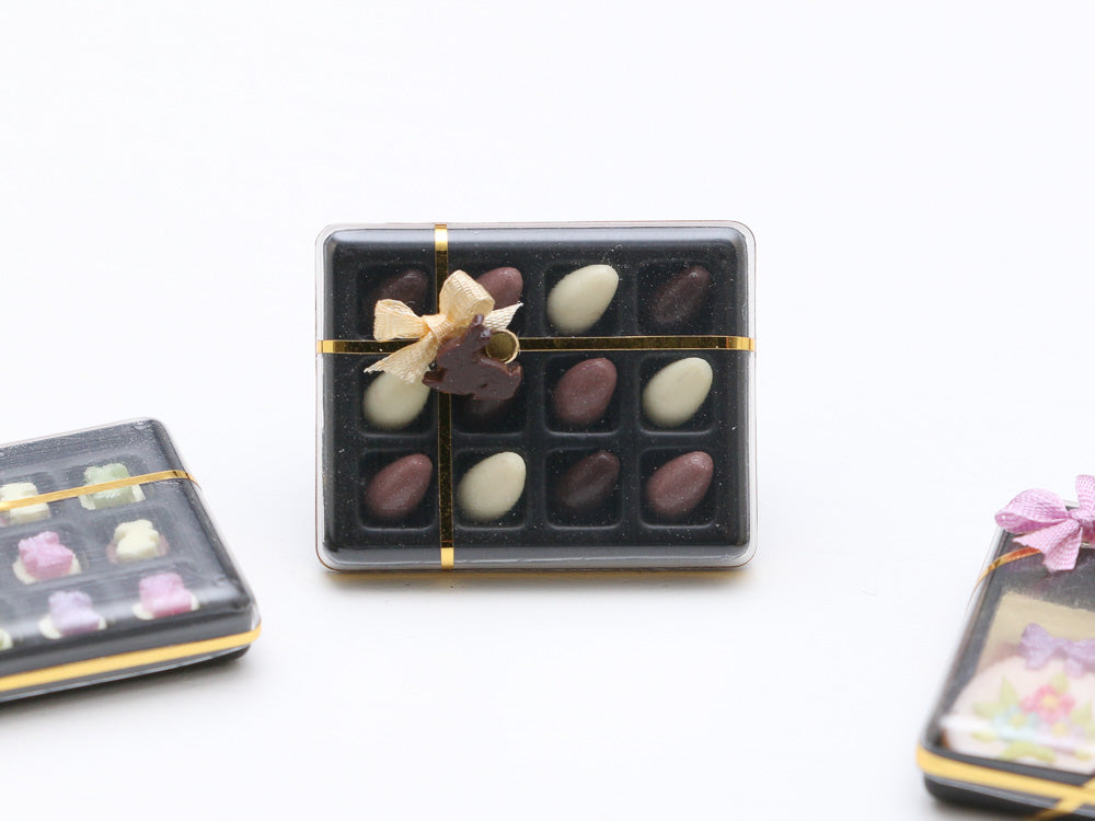 Gift Box of Easter Eggs in Dark, Milk and White Chocolate - Miniature Food