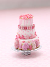 Load image into Gallery viewer, OOAK Gorgeous Three-Tiered Pink Easter Cake - Handmade Miniature Food
