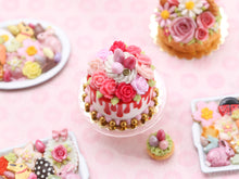 Load image into Gallery viewer, Easter Floral Drip Cake in Red and Shades of Pink - Handmade Miniature Food