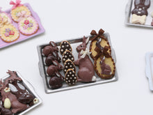 Load image into Gallery viewer, Easter Bunny Chocolates and Cookies on Metal Tray - Miniature Food
