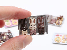 Load image into Gallery viewer, Funny Bunny Easter Chocolates on Metal Tray - Miniature Food