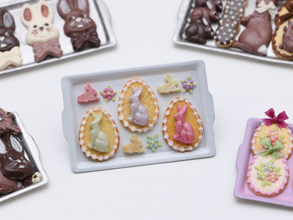 Easter Cookies and Bunny Candies on Tray - Miniature Food