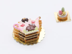 Easter Teapot-Shaped Layered Cookie (Millefeuille Sablé)