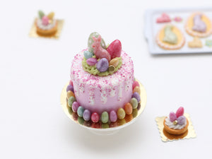 Pink Cake with White Drips for Easter - Miniature Food