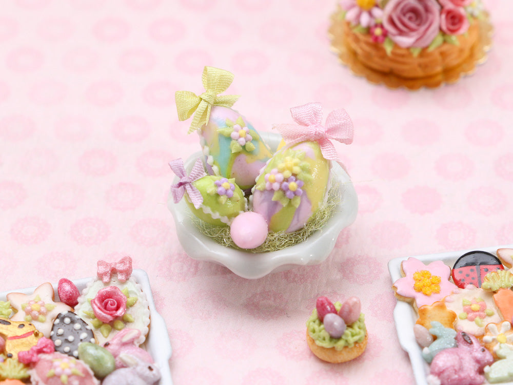 Display of Marble Effect Easter Eggs - Handmade Miniature