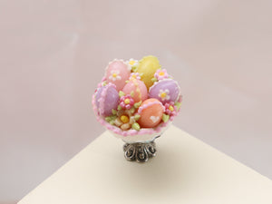 Colourful Easter Eggs Presented in Footed Dish - Handmade Miniature in 12th Scale