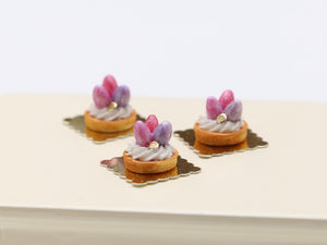 Easter Egg Cream Tartlet Individual Pastry - Pink or Spring Colours - Miniature Food