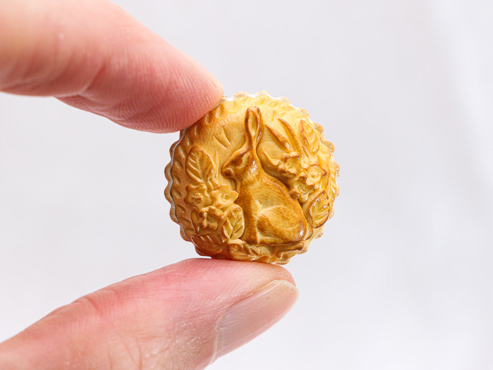 Mini Rabbit Pie Spring Pie - Bunny Rabbit, Flowers and Leaves - Handmade Miniature Food ...