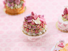 Load image into Gallery viewer, Butterflies on Blossom Easter Cake - Pink - OOAK - Handmade Miniature Food