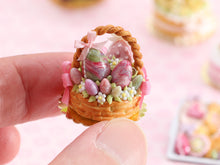 Load image into Gallery viewer, Easter Basket Cake Filled with Pink Easter Eggs - OOAK - Handmade Miniature Food