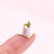 Load image into Gallery viewer, Individual Spring Pastel Cake with Blossom and Gold Butterfly Decoration - In Lilac, Pink or Green - Handmade Miniature Food