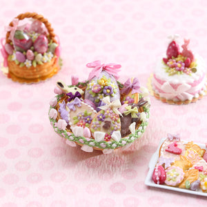 Large Easter Basket Hamper Filled with Beautiful Easter Treats - OOAK - Handmade Miniature Food