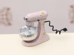 Miniature Stand Mixer (Kitchen Aid, Kenwood style) Customised with Spring-Themed Decoration - 12th Scale Dollhouse Miniature