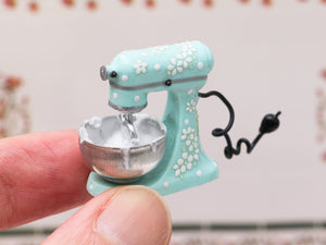 Miniature Stand Mixer (Kitchen Aid, Kenwood style) Customised with Spring-Themed Decoration - 12th Scale Dollhouse Miniature