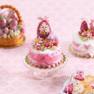 Ruby Chocolate Bunny and Easter Egg Cake - OOAK - Handmade Miniature Food