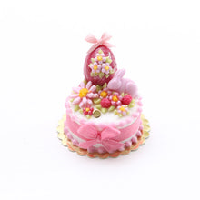 Load image into Gallery viewer, Ruby Chocolate Bunny and Easter Egg Cake - OOAK - Handmade Miniature Food