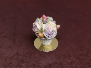 Easter Flower Display in Shabby Chic Pot - A - 12th Scale Dollhouse Miniature