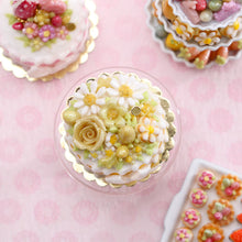 Load image into Gallery viewer, Yellow Easter Cake with Rose, Daisy, Egg Decoration - OOAK - 12th Scale Miniature Food