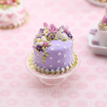 Load image into Gallery viewer, Floral Cascade Springtime Cake - OOAK - Mauve / Lilac - Handmade Miniature Food