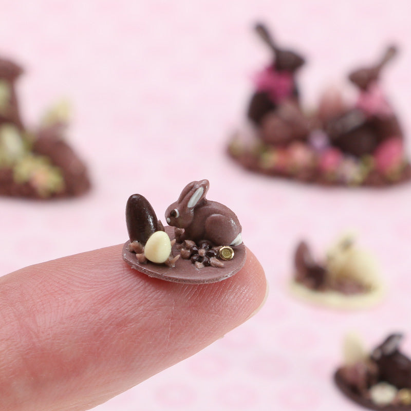 Easter Chocolate Baby Bunny Rabbit, Eggs and Blossom - Individual Pastry
