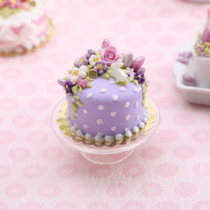 Floral Cascade Springtime Cake - OOAK - Mauve / Lilac - Handmade Miniature Food