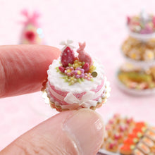 Load image into Gallery viewer, Pink Rabbit and Easter Egg Cake - OOAK - Handmade Miniature Food