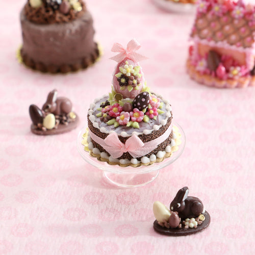 Milk Chocolate Easter Egg and Blossom Cake - OOAK - Handmade Miniatures Cake