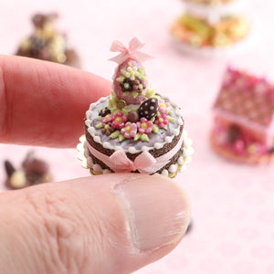 Milk Chocolate Easter Egg and Blossom Cake - OOAK - Handmade Miniatures Cake