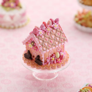 Pink Biscuit Cookie Easter House - Handmade Miniature Food in 12th Scale