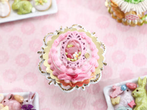 Pink Easter Bunny Cake - Miniature Food in 12th Scale for Dollhouse