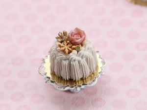 Festive New Year Winter Cream Cake - 12th Scale Dollhouse Miniature Food