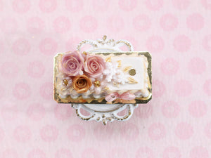 Festive New Year Winter Rose Rectangular Cake - 12th Scale Dollhouse Miniature Food