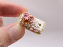 Load image into Gallery viewer, Festive New Year Winter Rose Rectangular Cake - 12th Scale Dollhouse Miniature Food