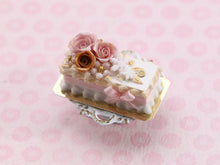 Load image into Gallery viewer, Festive New Year Winter Rose Rectangular Cake - 12th Scale Dollhouse Miniature Food