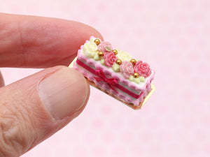 Pink Ruby and White Chocolate Flower Cake - Pink Collection - Handmade Miniature Dollhouse Food