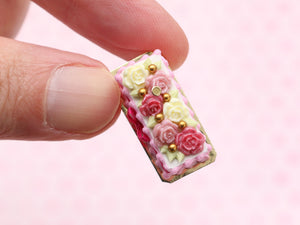 Pink Ruby and White Chocolate Flower Cake - Pink Collection - Handmade Miniature Dollhouse Food