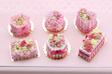 Load image into Gallery viewer, Pink Ruby and White Chocolate Flower Cake - Pink Collection - Handmade Miniature Dollhouse Food