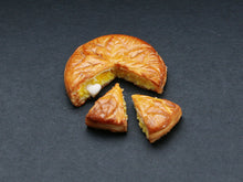 Load image into Gallery viewer, Galette des Rois, Cut with Heart-Shaped Fève and 2 Slices - French Epiphany Pastry (N) - 12th Scale Miniature Food