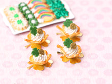 Load image into Gallery viewer, Shamrock Individual Pastry with Chantilly Cream, Gold Coin, Shamrock Sablé - St Patrick&#39;s Day - Handmade Miniature Food