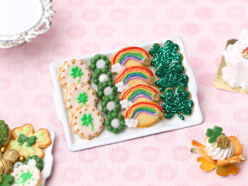 St Patrick's Day Cookies - Shamrock, Rainbows - Handmade Miniature Food