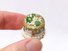 Load image into Gallery viewer, St Patrick&#39;s Day Nude Cake with Gold Glitter - Handmade Miniature Food