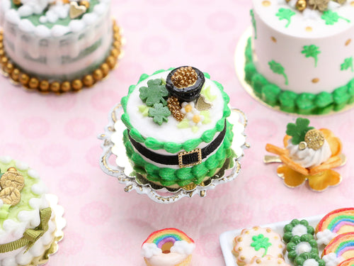 Pot of Gold St Patrick's Day Cake, Leprechaun Belt - Handmade Miniature Food