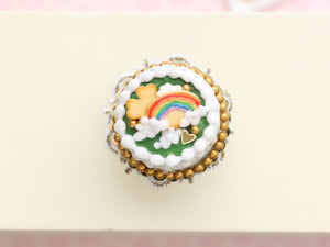 Rainbow Cloud St Patrick's Day Nude Drip Cake - Handmade Miniature Food