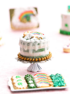 Rainbow Cloud St Patrick's Day Nude Drip Cake - Handmade Miniature Food