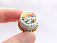Load image into Gallery viewer, Rainbow Cloud St Patrick&#39;s Day Nude Drip Cake - Handmade Miniature Food
