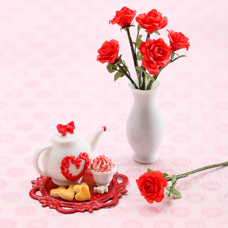Valentine's Cookie and Cappuccino Set - Handmade Miniature Food for Dollhouse