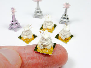 Vanilla St Honoré French Pastry with Butterfly Decoration - Miniature Food